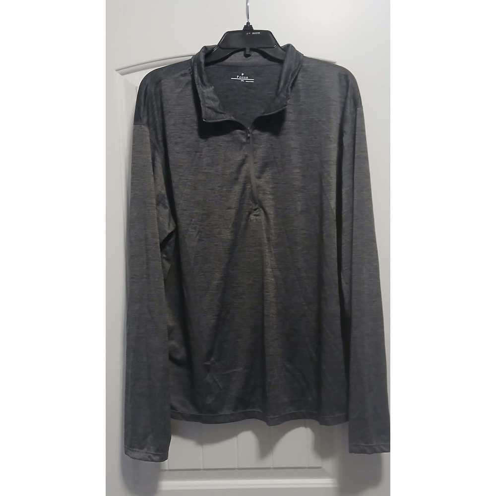 Fossa Mens 3XL Charcoal Gray Heathered 1/4 Zip Pullover Shirt WM Logo - Picture 2 of 4